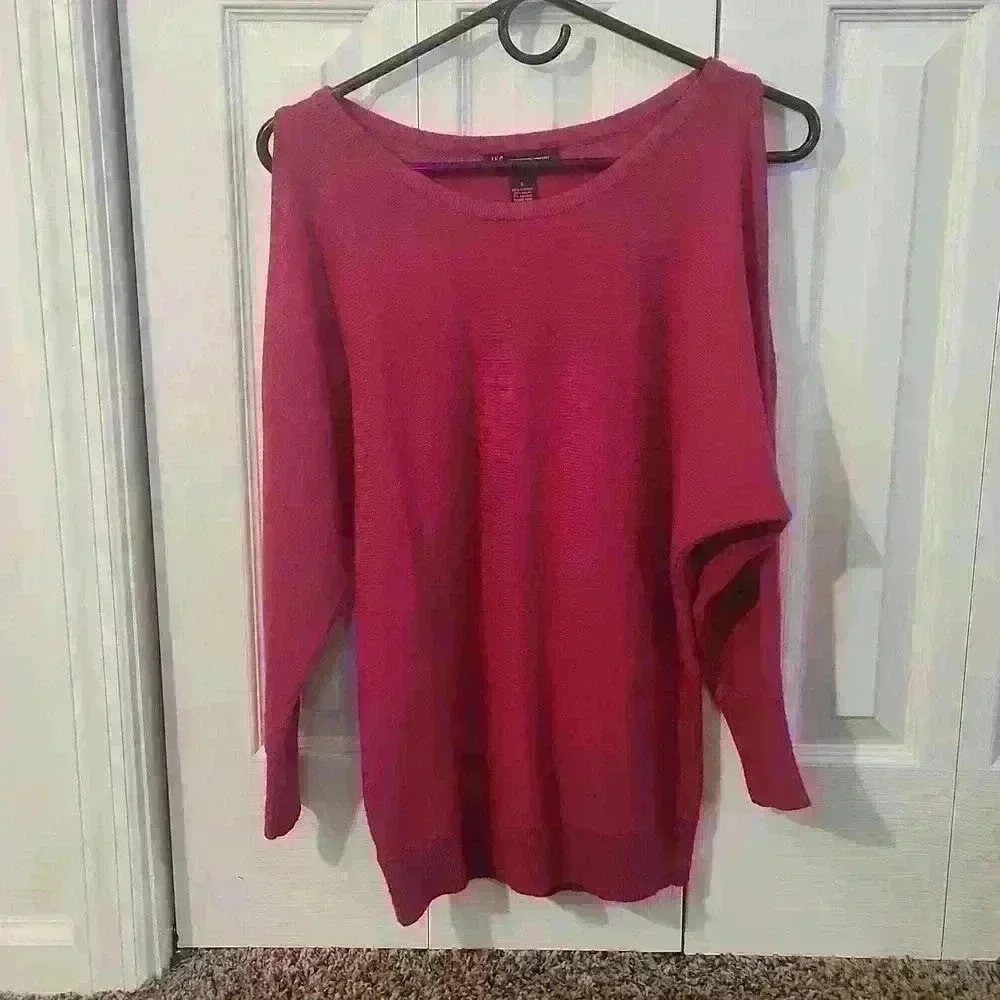 INC International Concepts Cold Shoulder Sweater 3/4 Sleeve Fuscia Size Small​